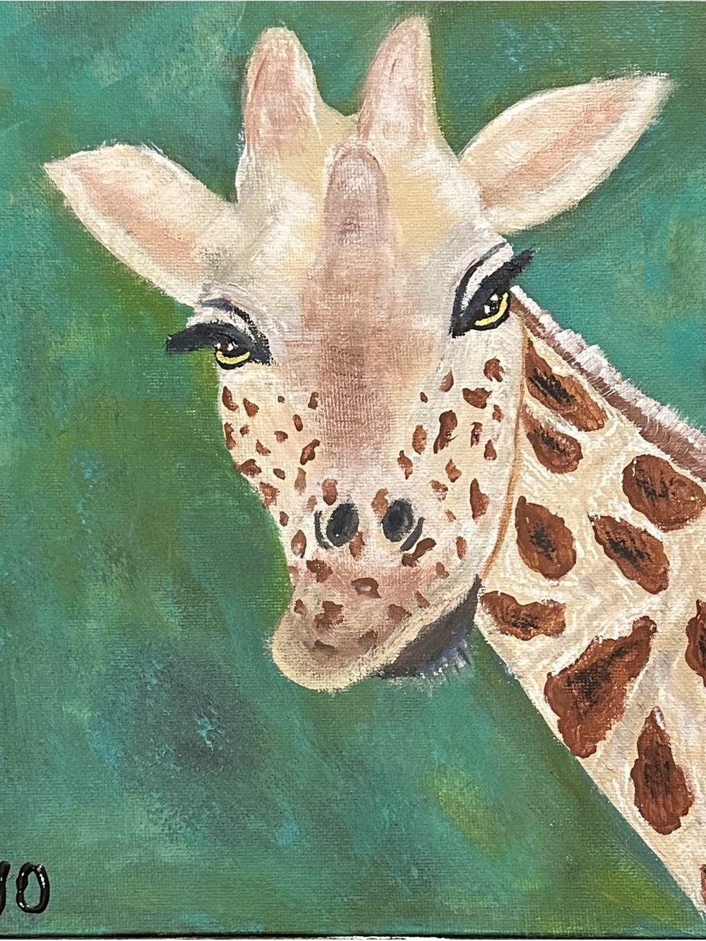 Hand-Painted Giraffe Canvas Art